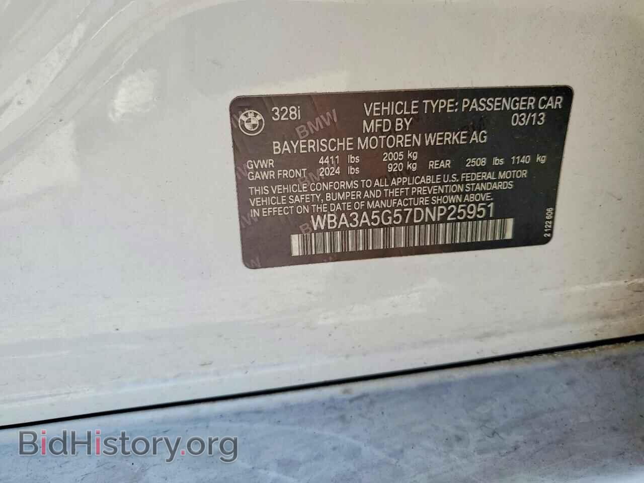 2013 BMW 3 SERIES - VIN: WBA3A5G57DNP25951 - Фото 12
