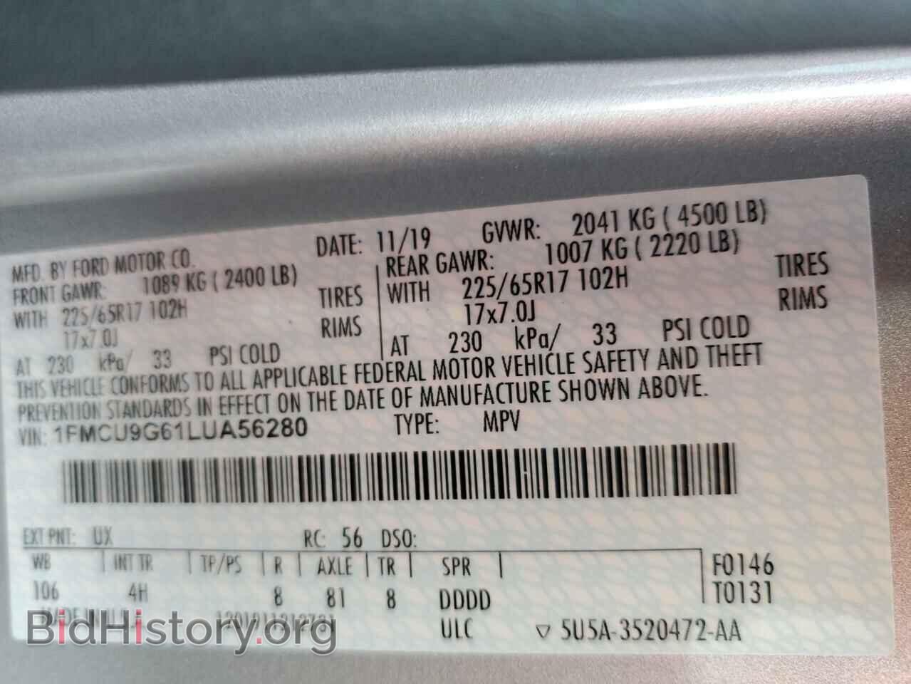 2020 FORD ESCAPE - VIN: 1FMCU9G61LUA56280 - Photo 13
