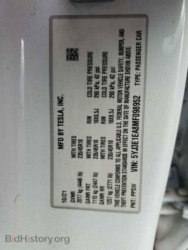 2021 TESLA MODEL 3 - VIN: 5YJ3E1EA8MF098952 - Photo 13