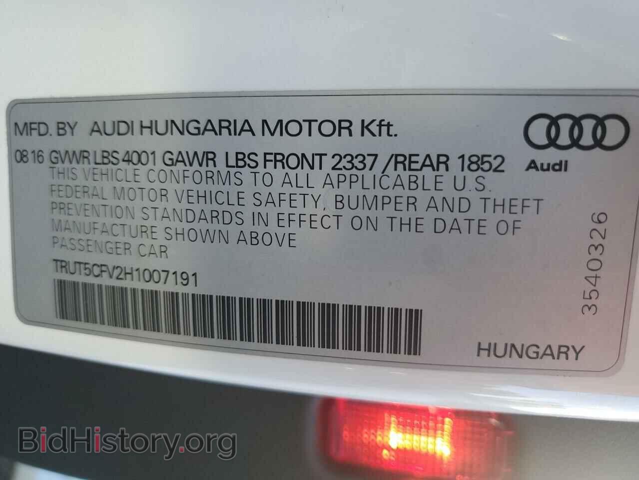2017 AUDI TT - VIN: TRUT5CFV2H1007191 - Фото 12