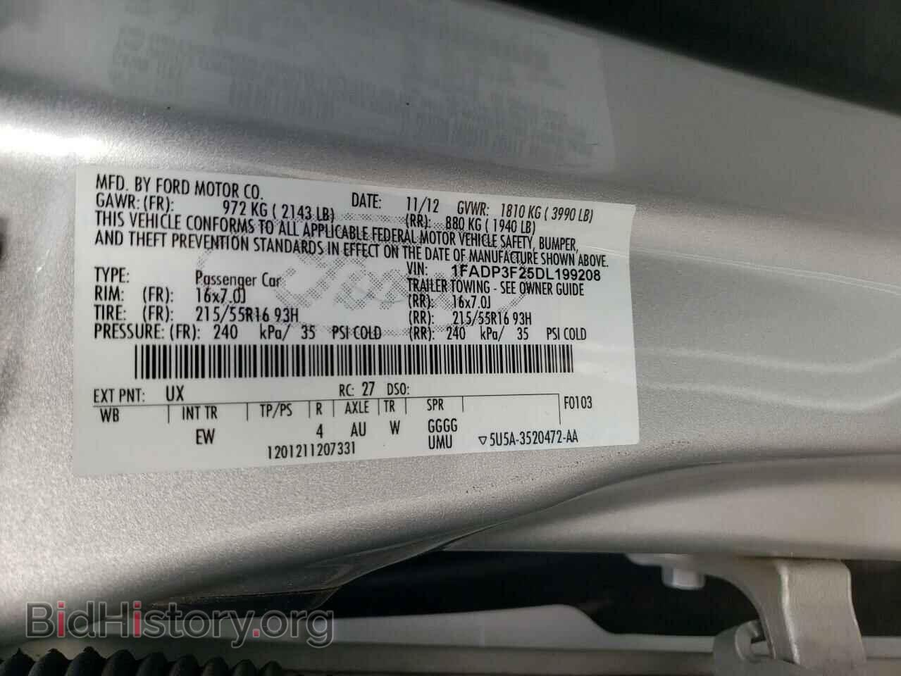 2013 FORD FOCUS - VIN: 1FADP3F25DL199208 - Фото 12