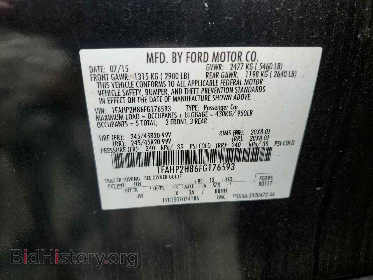 2015 FORD TAURUS - VIN: 1FAHP2H86FG176593 - Фото 12