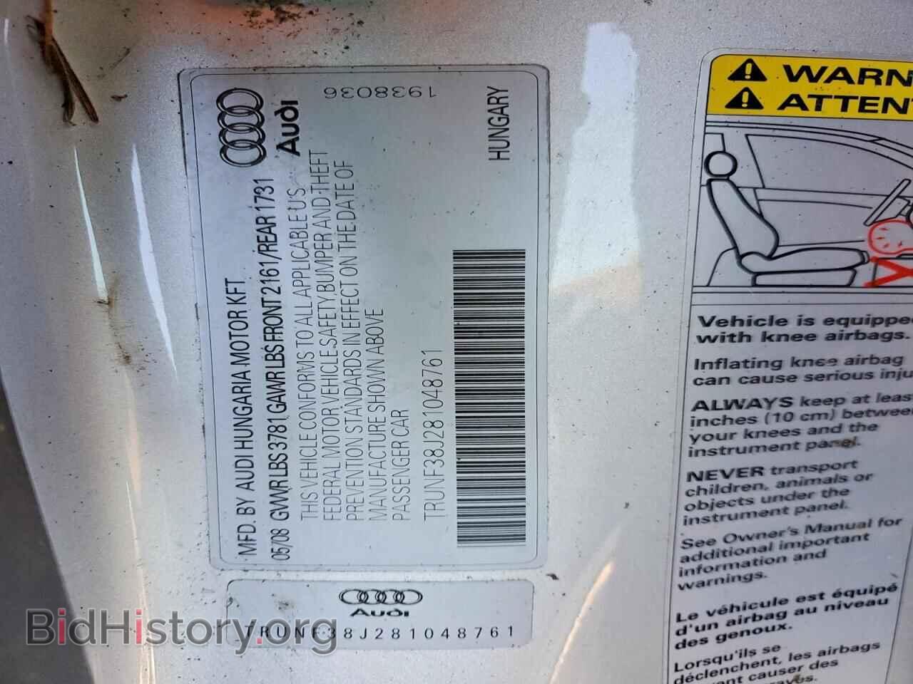 2008 AUDI TT - VIN: TRUNF38J281048761 - Фото 12