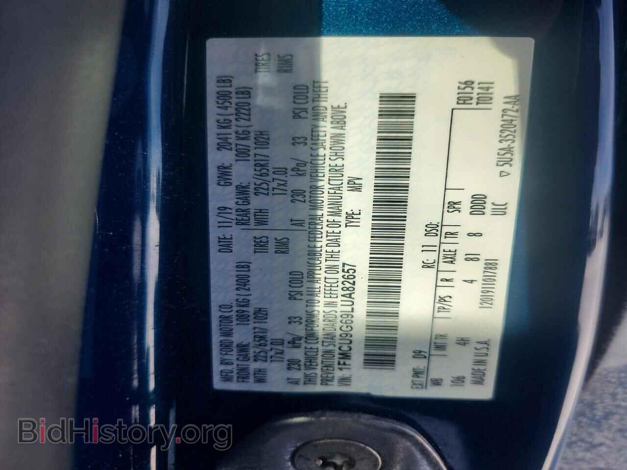 2020 FORD ESCAPE - VIN: 1FMCU9G69LUA82657 - Photo 12