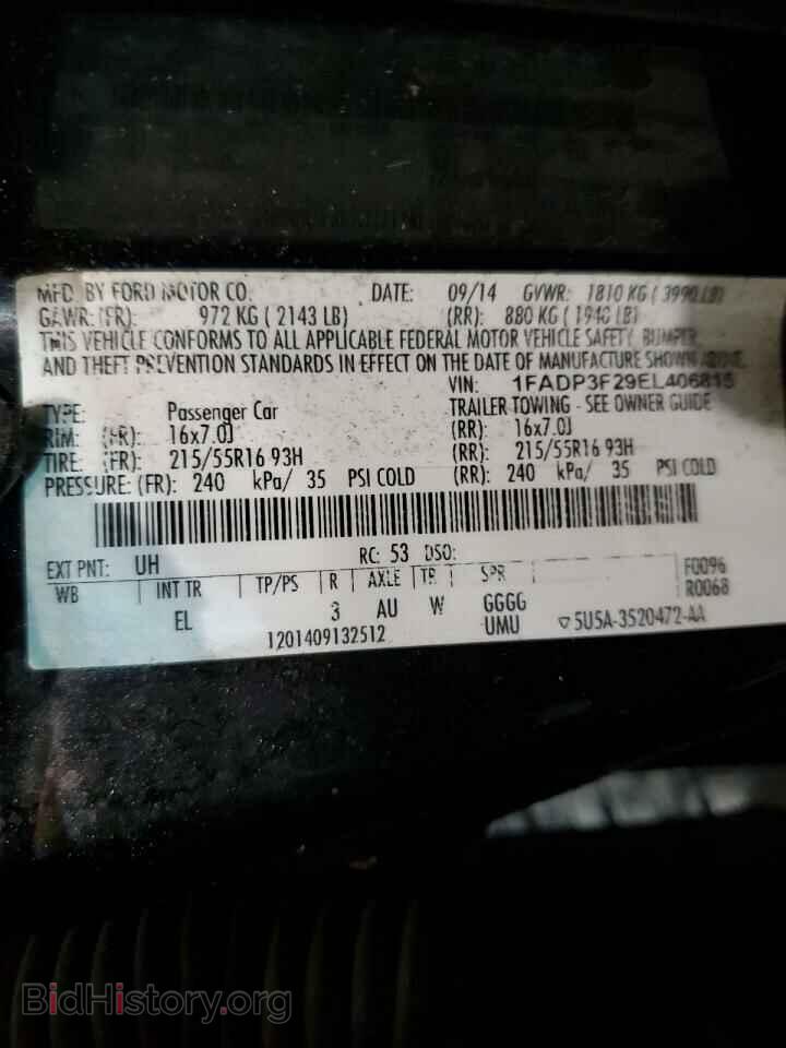 2014 FORD FOCUS - VIN: 1FADP3F29EL406815 - Фото 12
