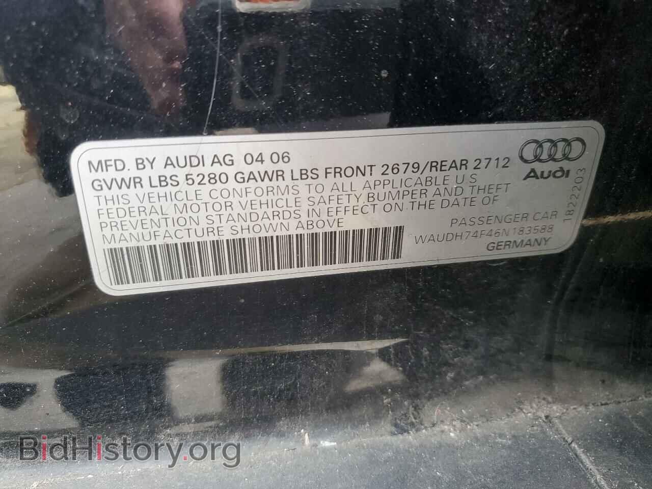 2006 AUDI A6 - VIN: WAUDH74F46N183588 - Фото 12