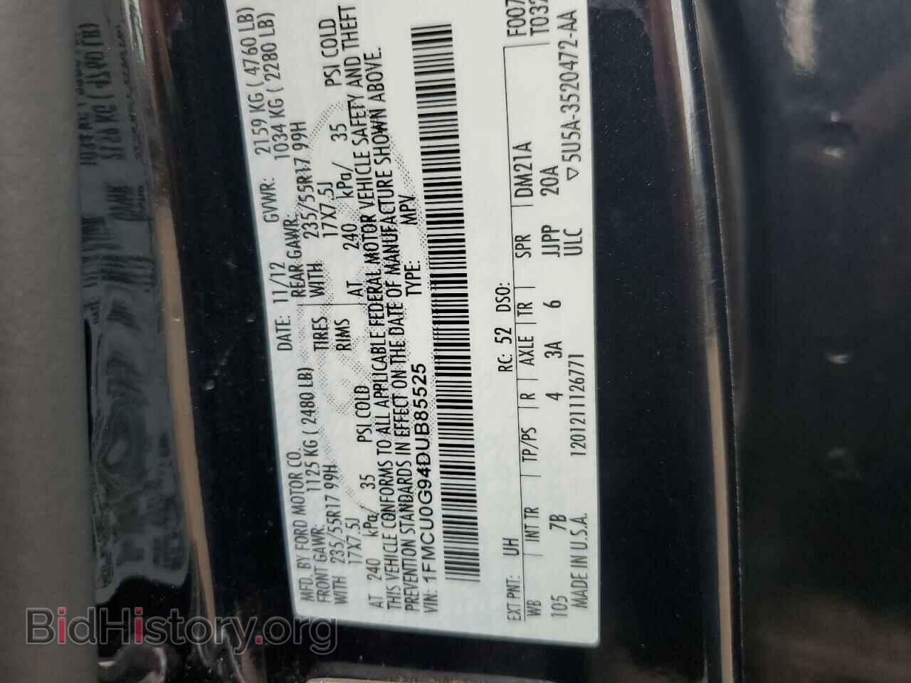 2013 FORD ESCAPE - VIN: 1FMCU0G94DUB85525 - Фото 12