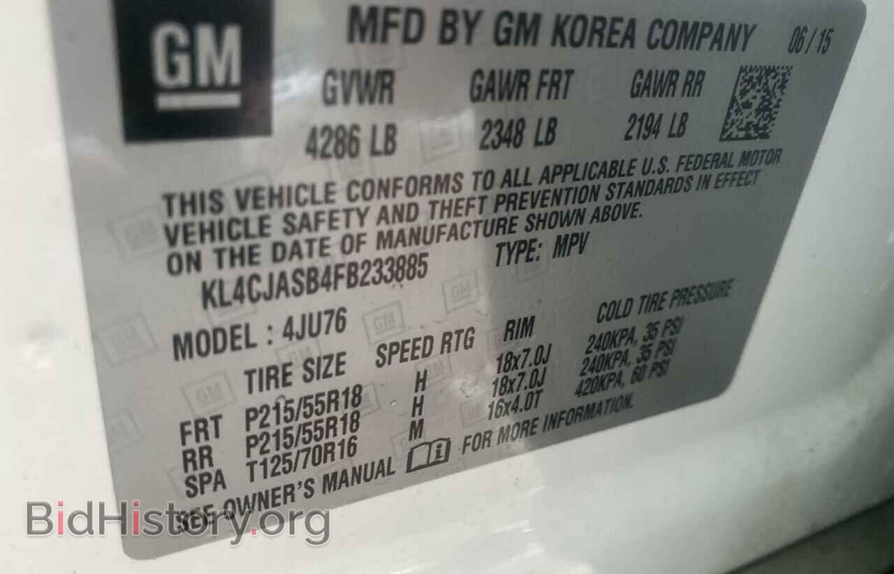 2015 BUICK ENCORE - VIN: KL4CJASB4FB233885 - Фото 10