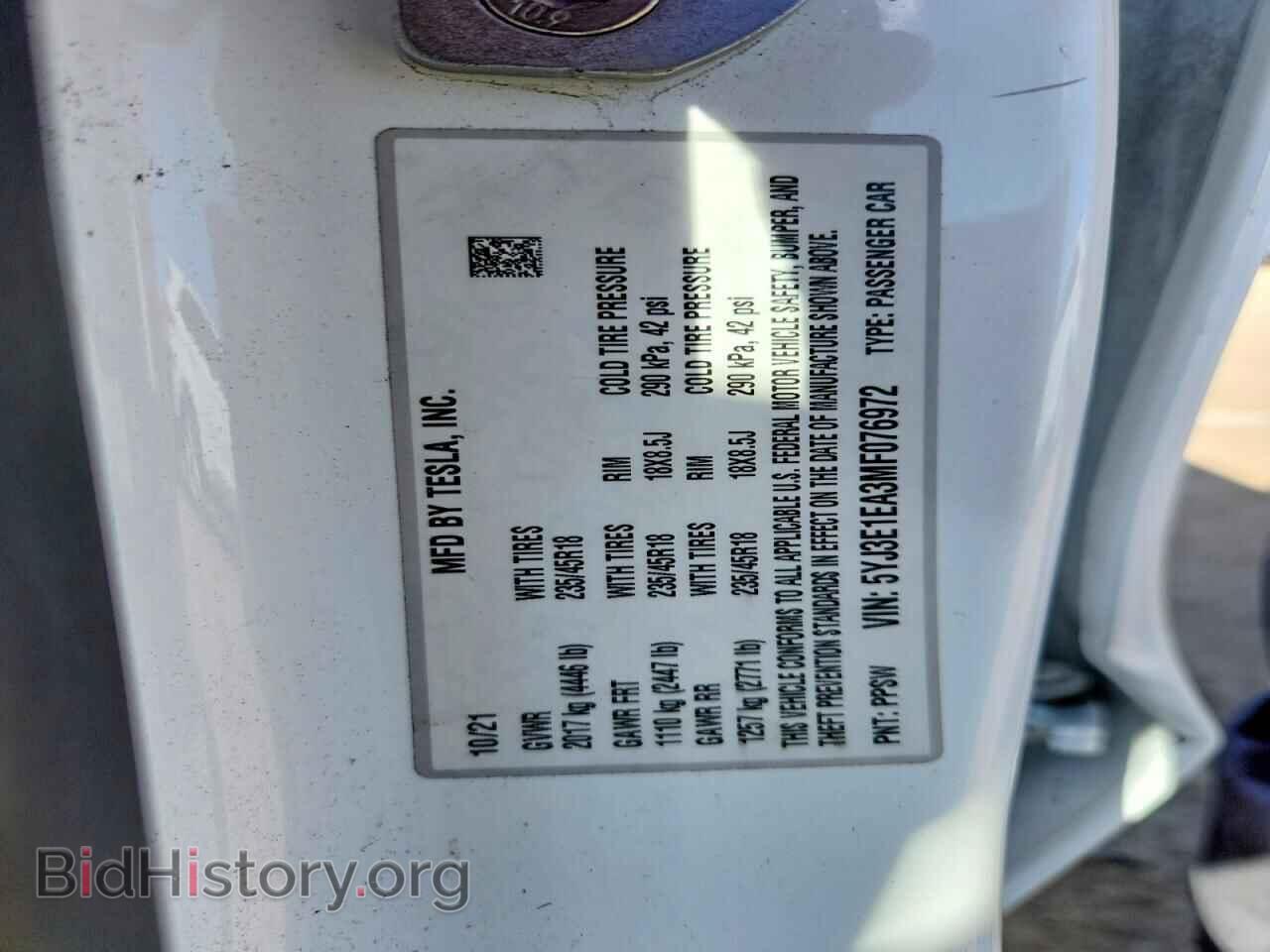 2021 TESLA MODEL 3 - VIN: 5YJ3E1EA3MF076972 - Фото 12
