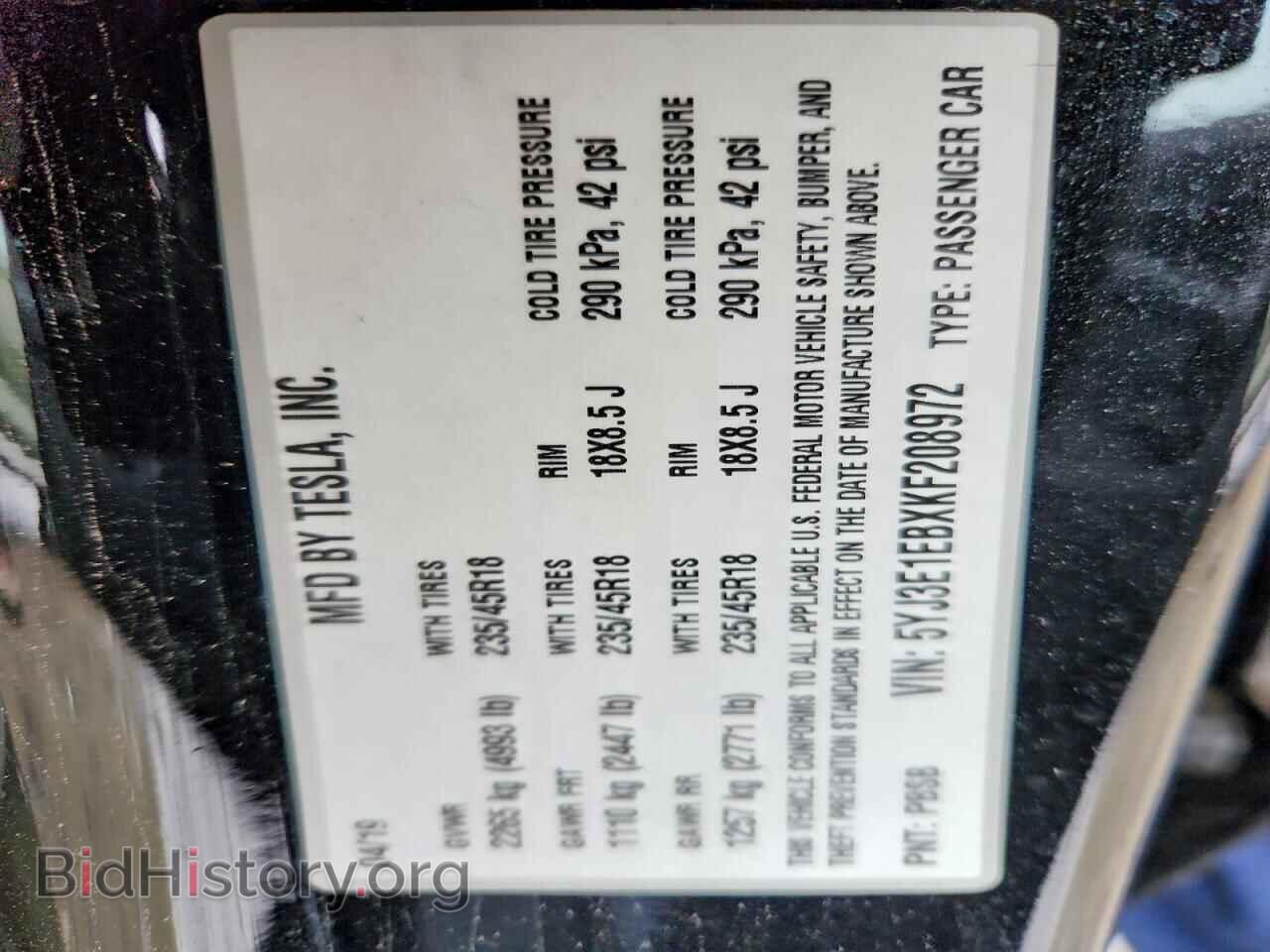 2019 TESLA MODEL 3 - VIN: 5YJ3E1EBXKF208972 - Photo 12