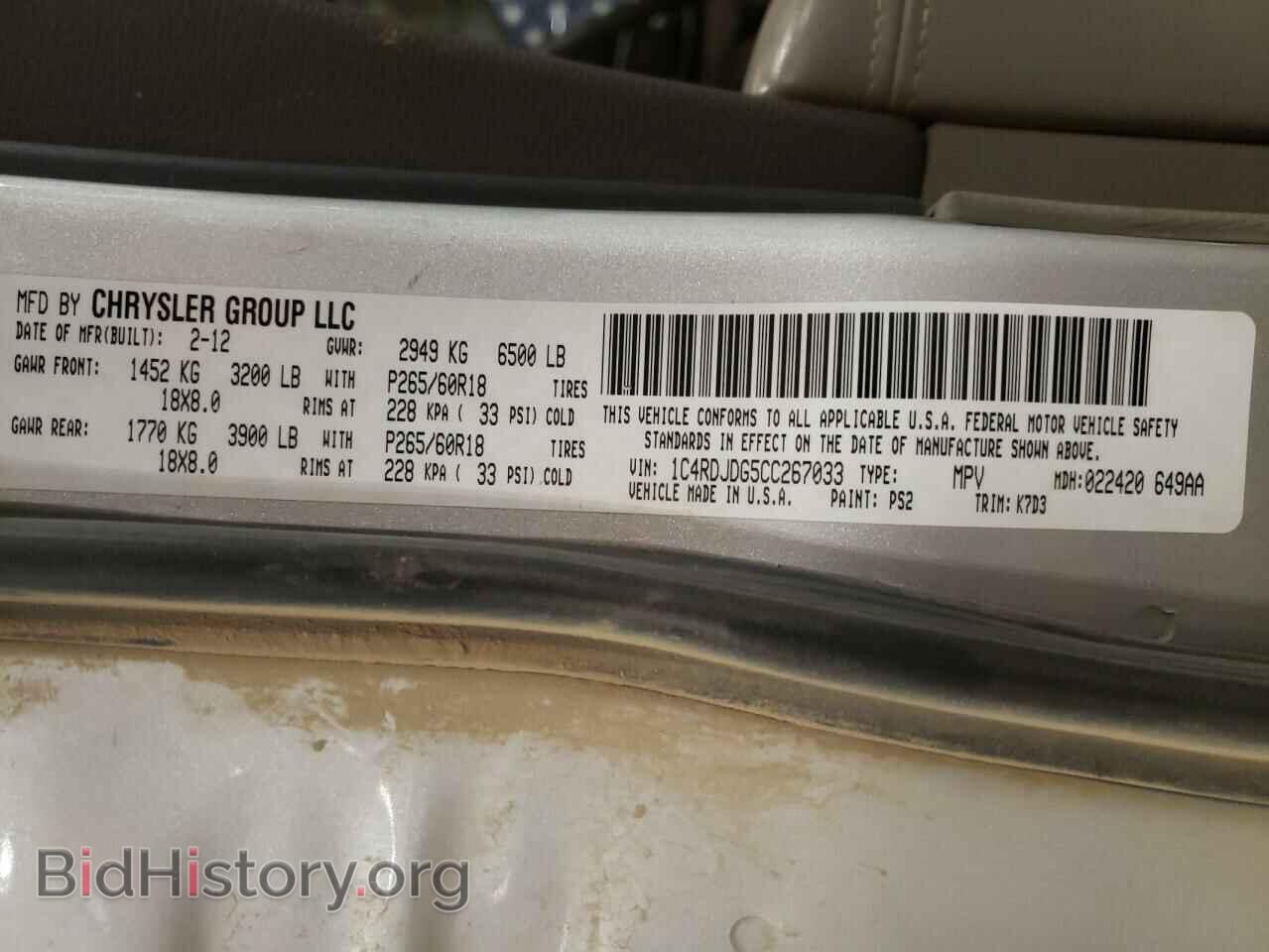 2012 DODGE DURANGO - VIN: 1C4RDJDG5CC267033 - Photo 13
