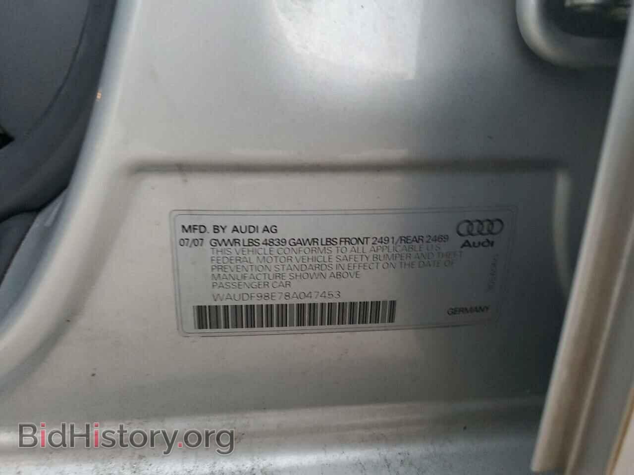 2008 AUDI A4 - VIN: WAUDF98E78A047453 - Фото 12