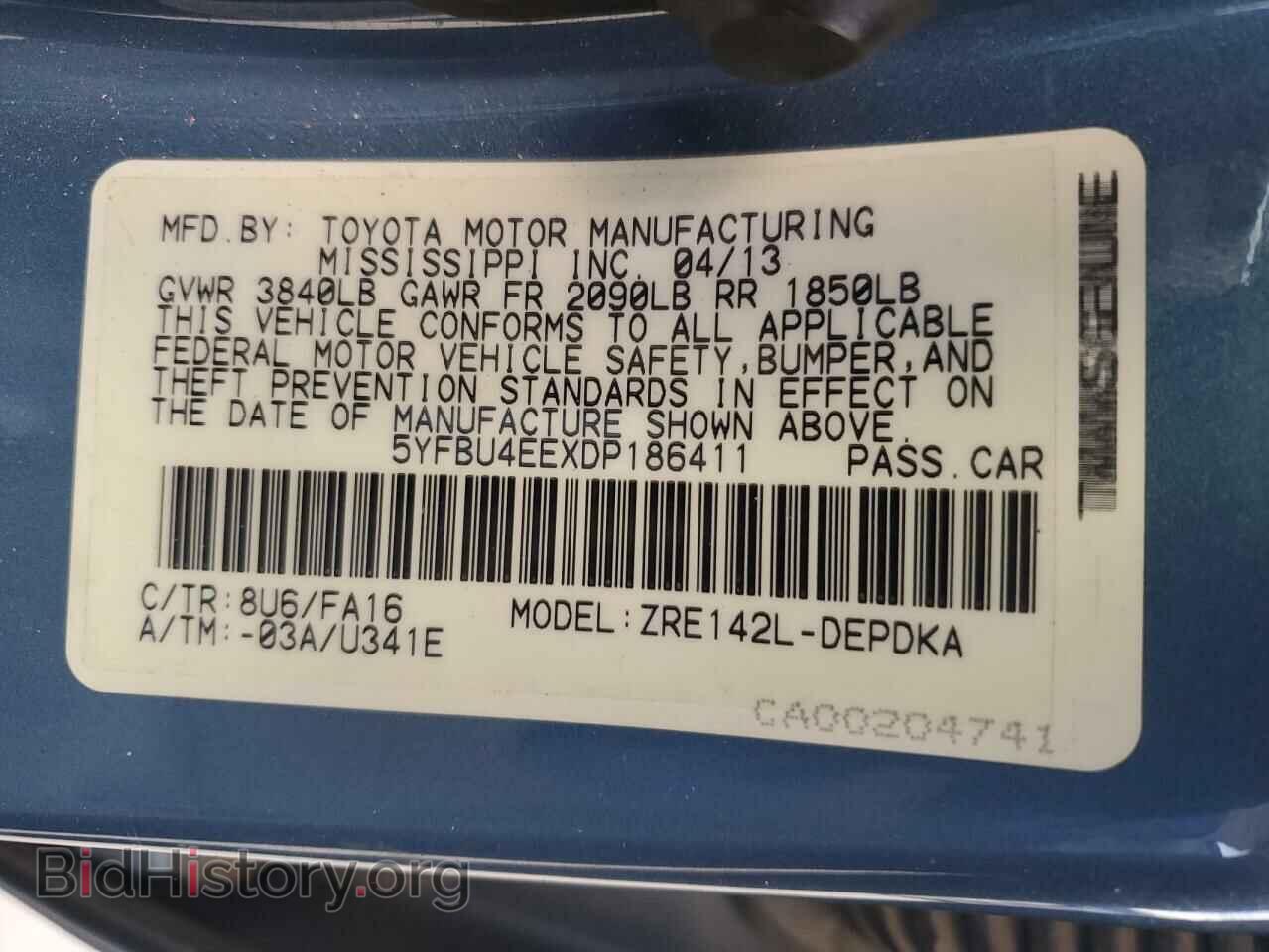 2013 TOYOTA COROLLA - VIN: 5YFBU4EEXDP186411 - Фото 12