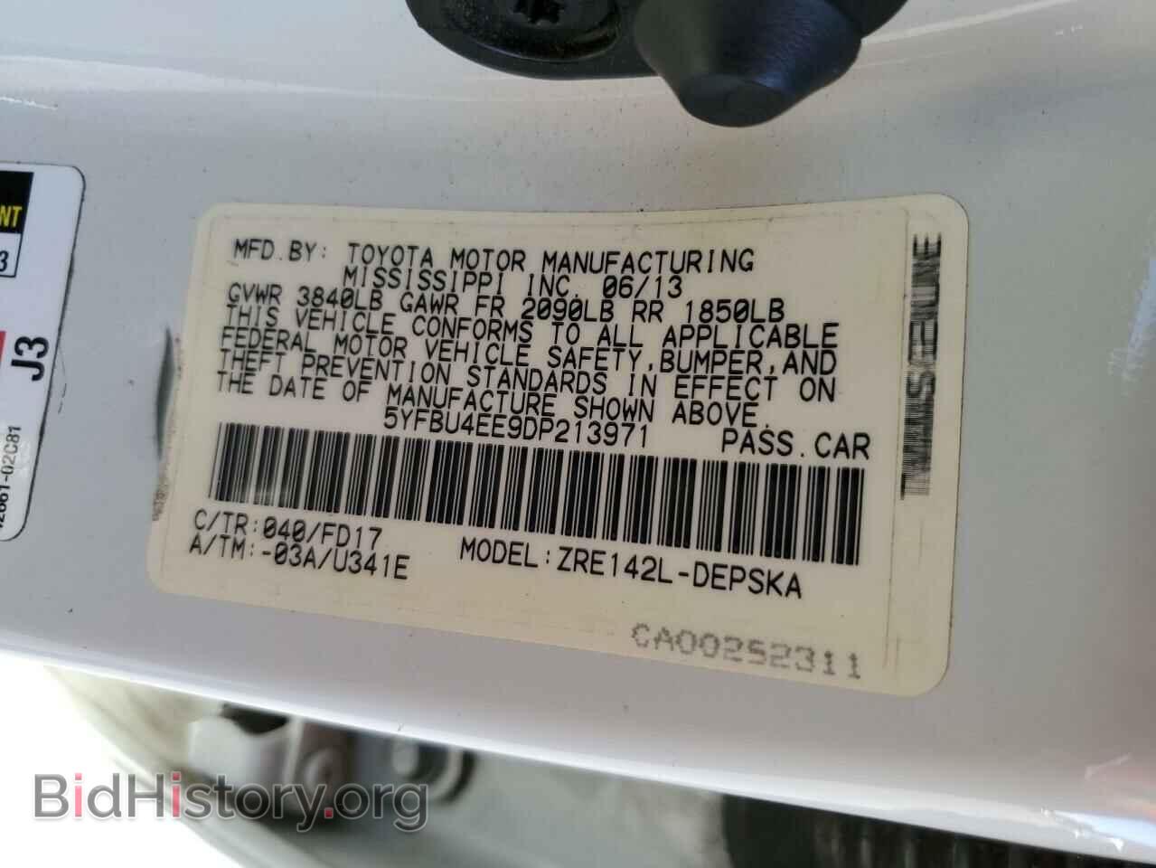 2013 TOYOTA COROLLA - VIN: 5YFBU4EE9DP213971 - Фото 13