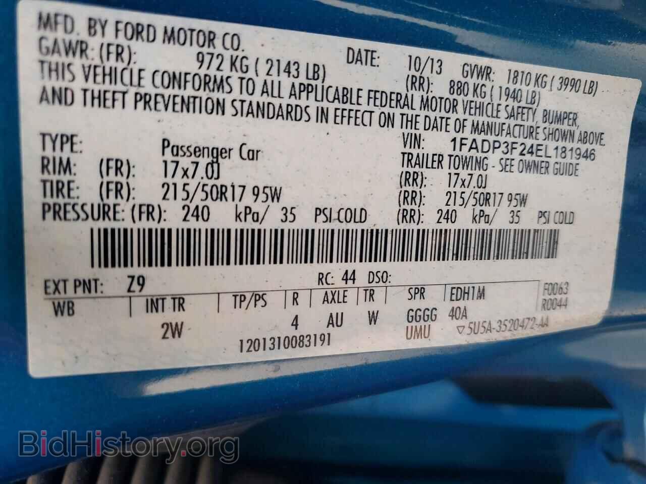2014 FORD FOCUS - VIN: 1FADP3F24EL181946 - Фото 12