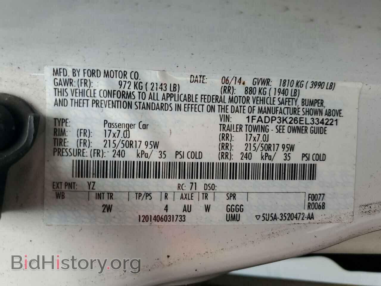2014 FORD FOCUS - VIN: 1FADP3K26EL334221 - Фото 12