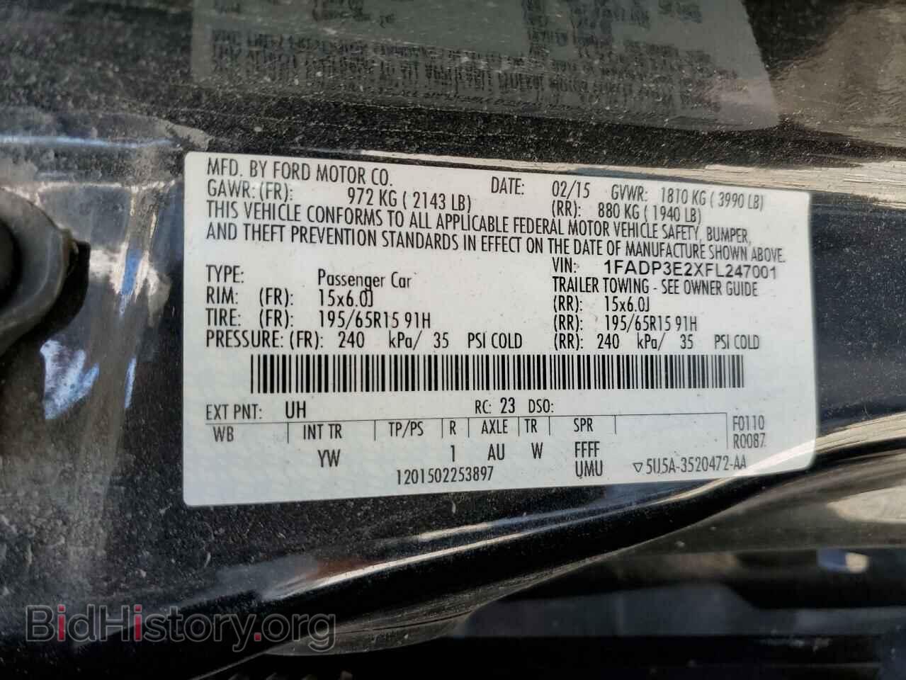 2015 FORD FOCUS - VIN: 1FADP3E2XFL247001 - Фото 12