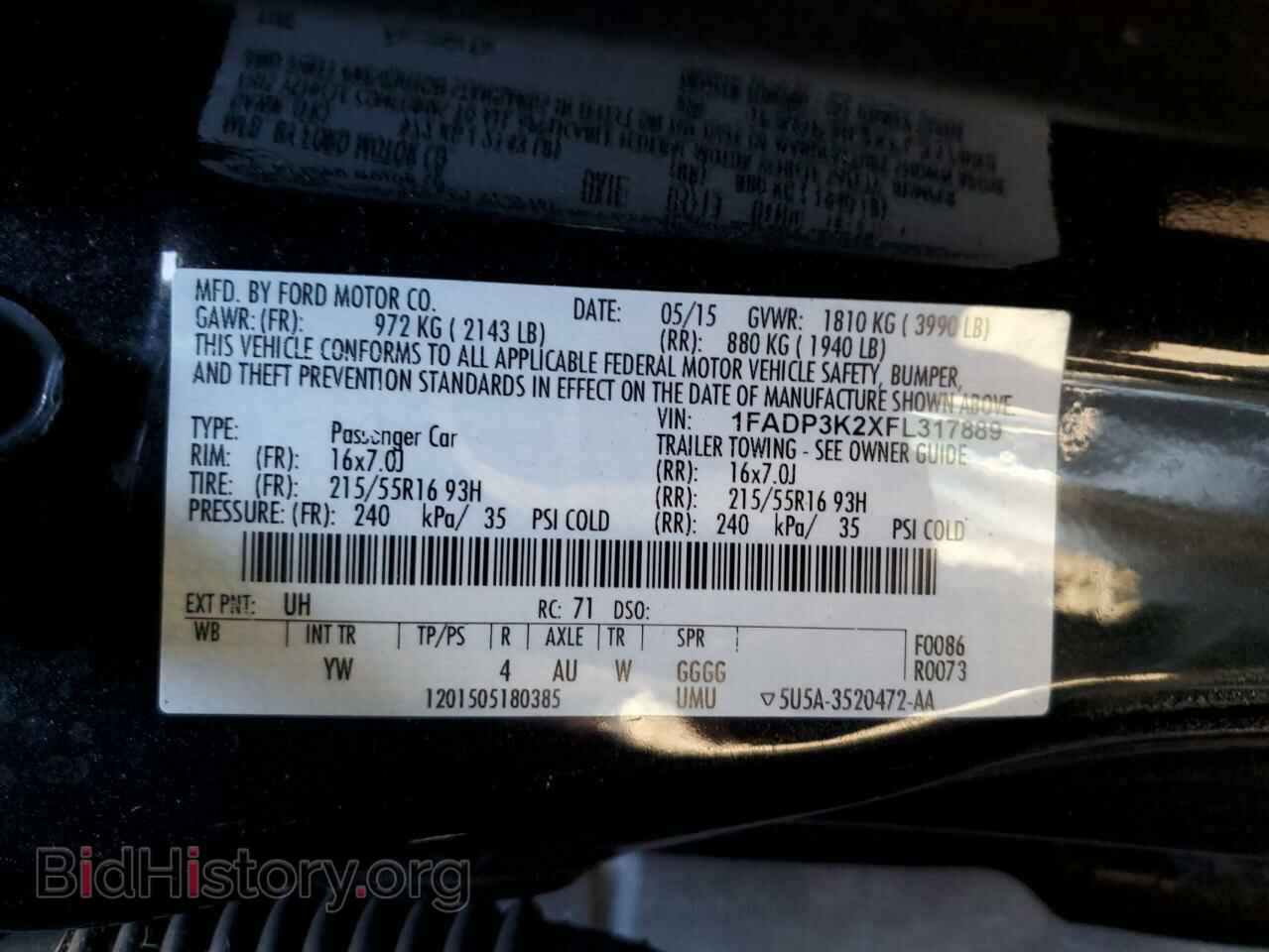 2015 FORD FOCUS - VIN: 1FADP3K2XFL317889 - Фото 12