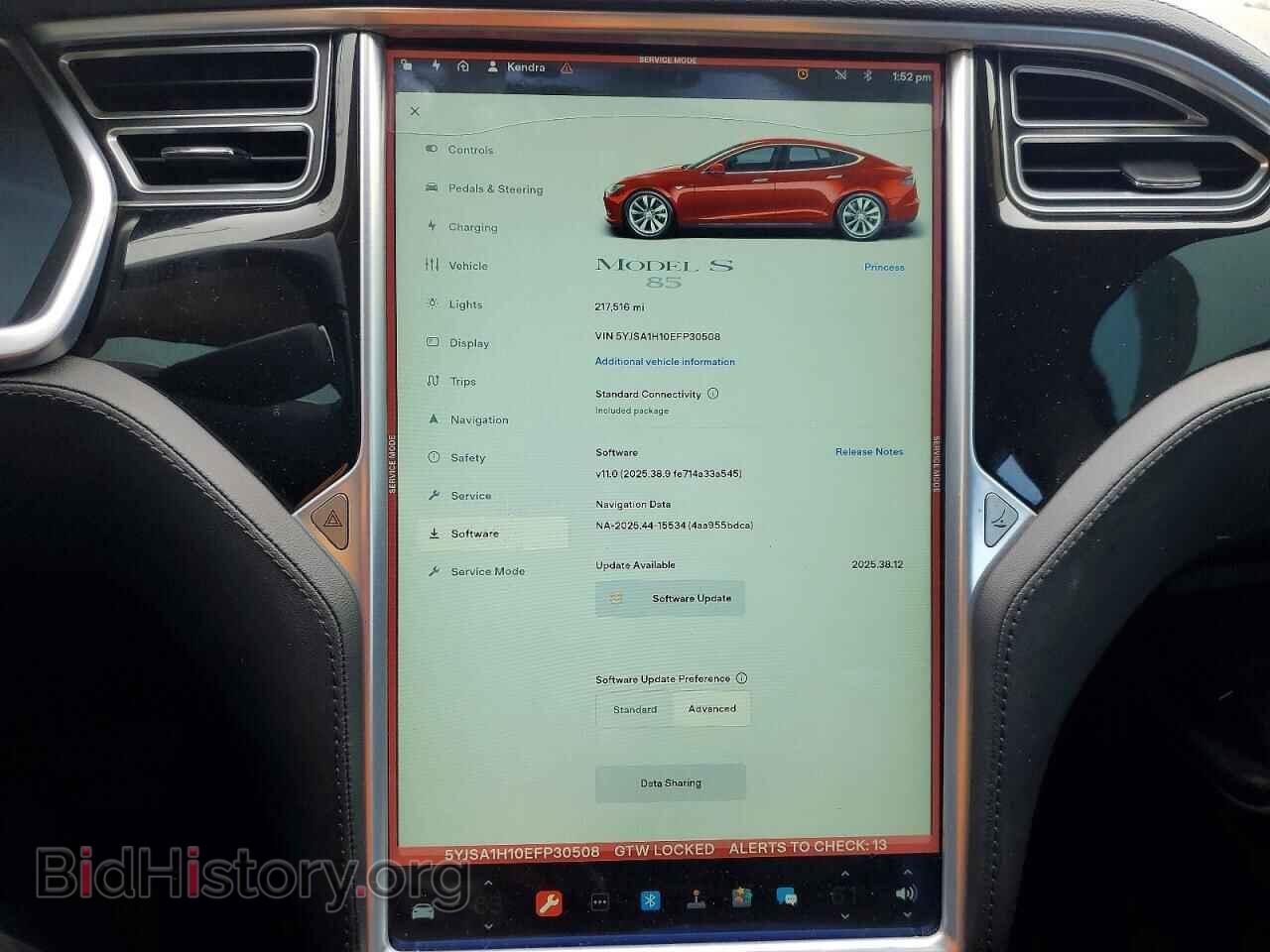 2014 TESLA MODEL S - VIN: 5YJSA1H10EFP30508 - Фото 9