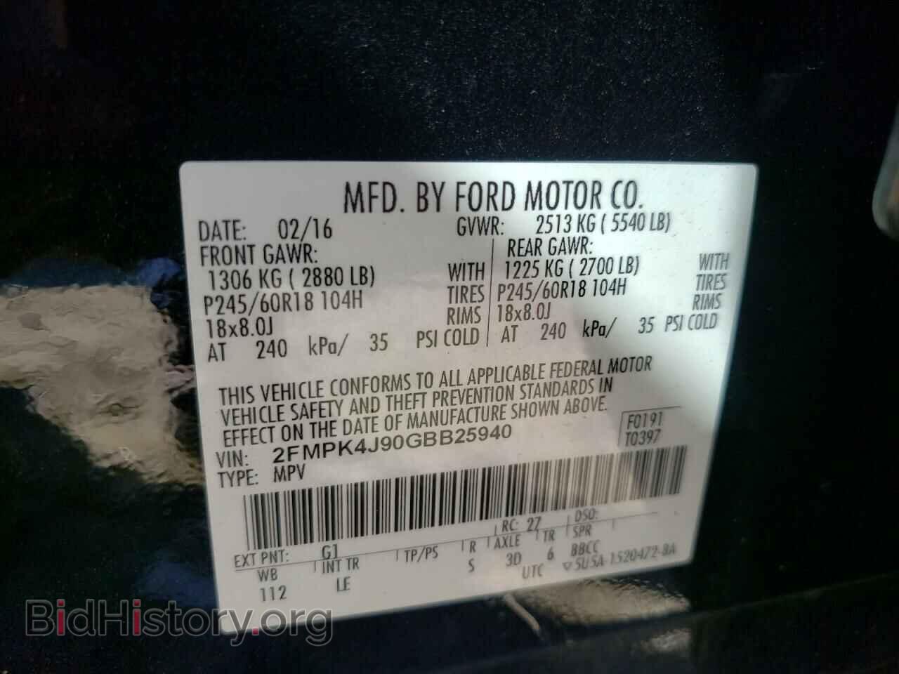 2016 FORD EDGE - VIN: 2FMPK4J90GBB25940 - Photo 13
