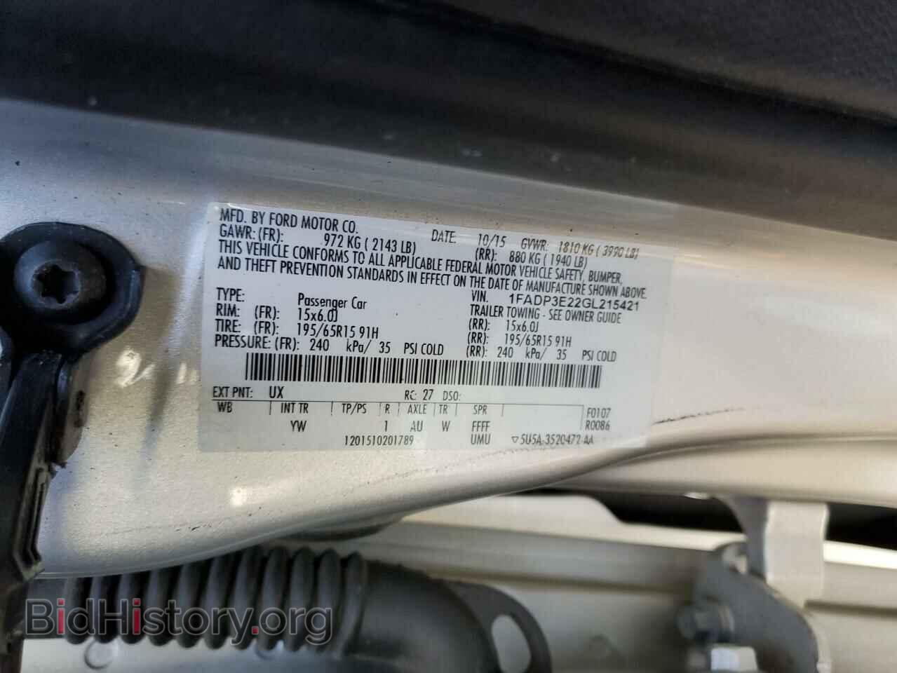 2016 FORD FOCUS - VIN: 1FADP3E22GL215421 - Фото 12