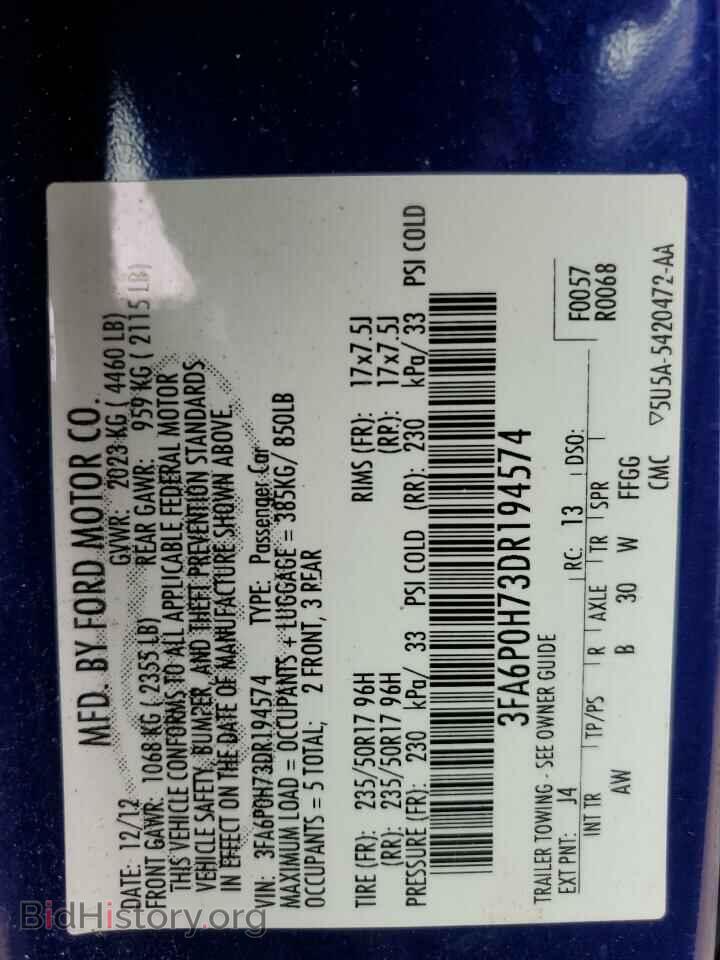 2013 FORD FUSION - VIN: 3FA6P0H73DR194574 - Photo 13