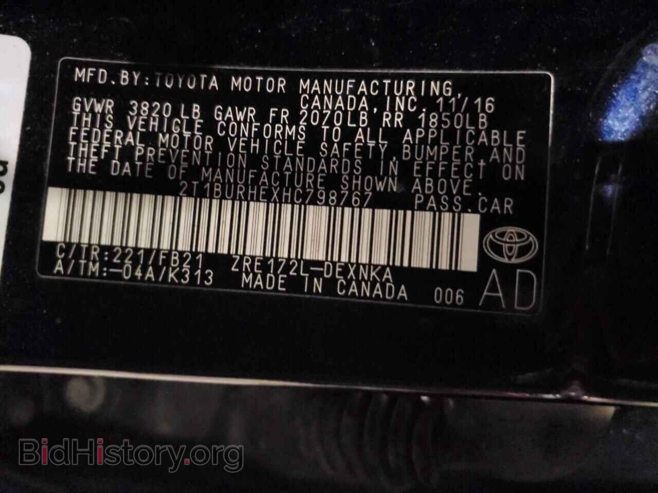 2017 TOYOTA COROLLA - VIN: 2T1BURHEXHC798767 - Фото 12