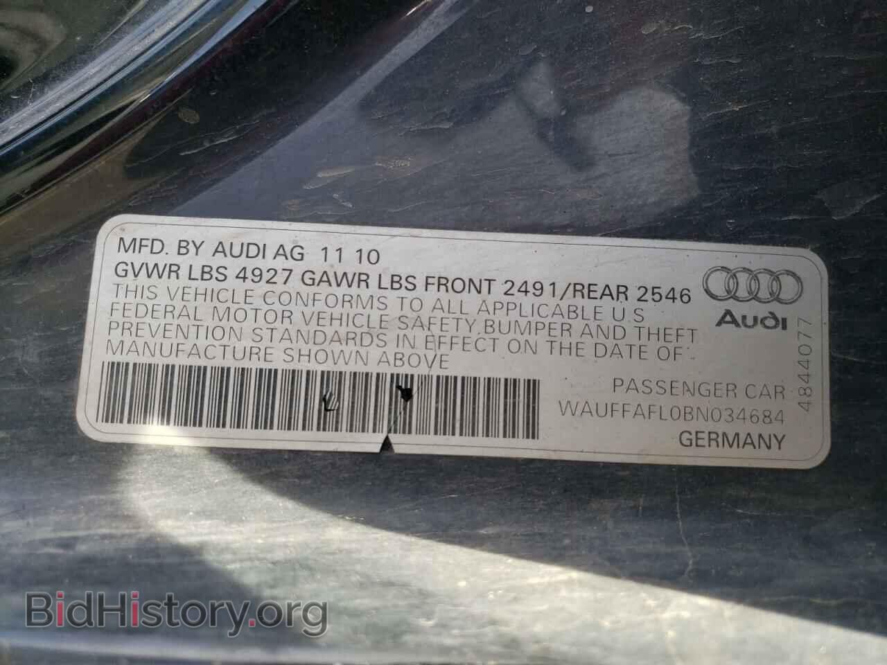 2011 AUDI A4 - VIN: WAUFFAFL0BN034684 - Фото 12