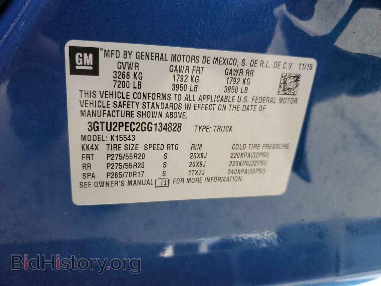 2016 GMC SIERRA - VIN: 3GTU2PEC2GG134828 - Фото 12