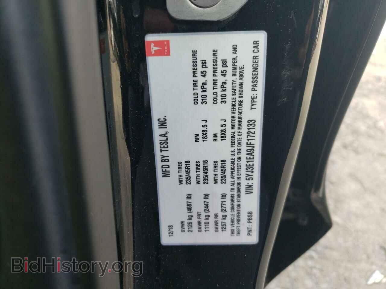 2018 TESLA MODEL 3 - VIN: 5YJ3E1EA9JF172133 - Фото 13