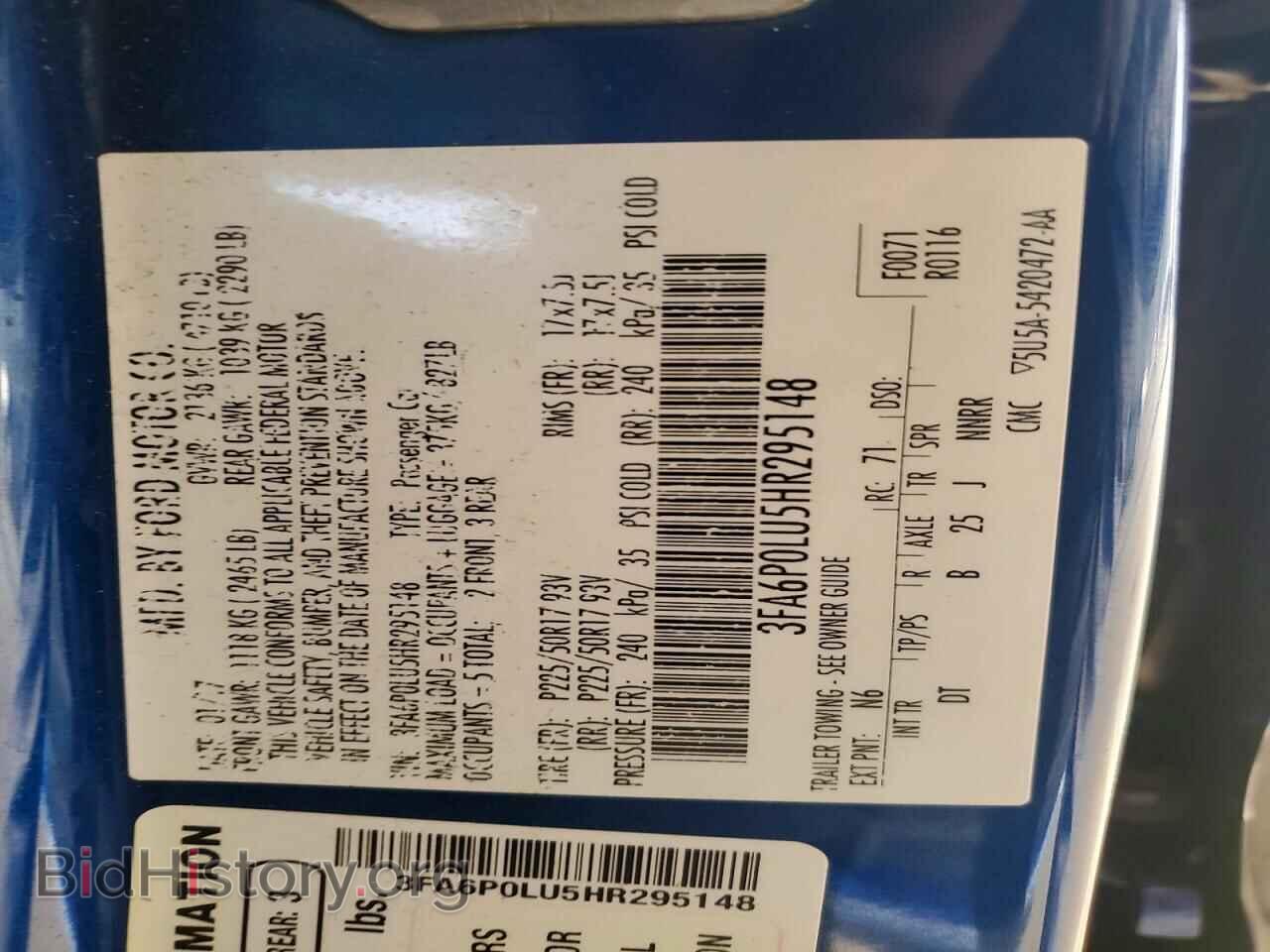 2017 FORD FUSION - VIN: 3FA6P0LU5HR295148 - Фото 12