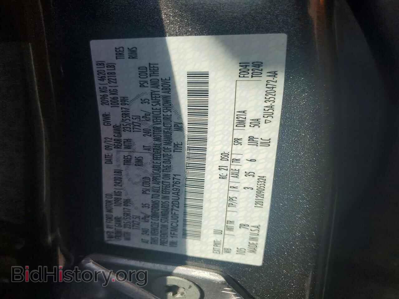 2013 FORD ESCAPE - VIN: 1FMCU0F72DUA97671 - Фото 12