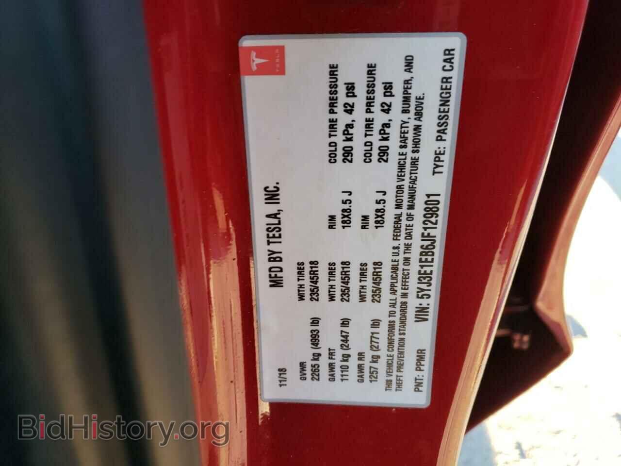 2018 TESLA MODEL 3 - VIN: 5YJ3E1EB6JF129801 - Фото 12