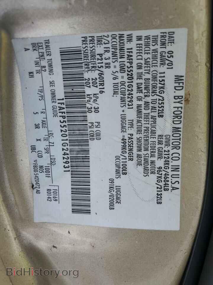 2001 FORD ALL Models - VIN: 1FAFP55201G242931 - Photo 12