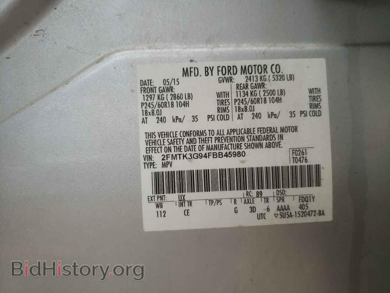 2015 FORD EDGE - VIN: 2FMTK3G94FBB45980 - Photo 13
