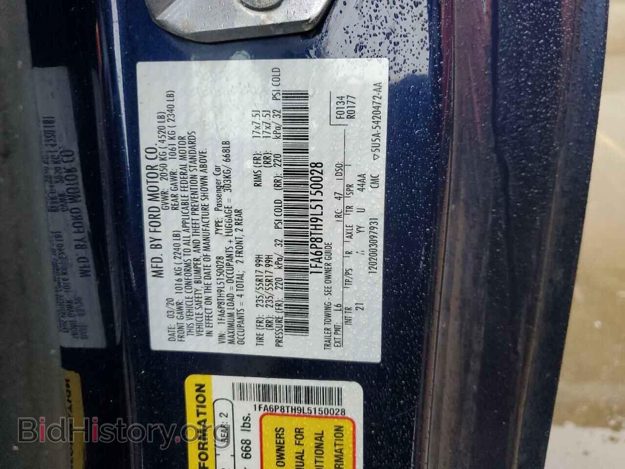 2020 FORD ALL Models - VIN: 1FA6P8TH9L5150028 - Фото 12