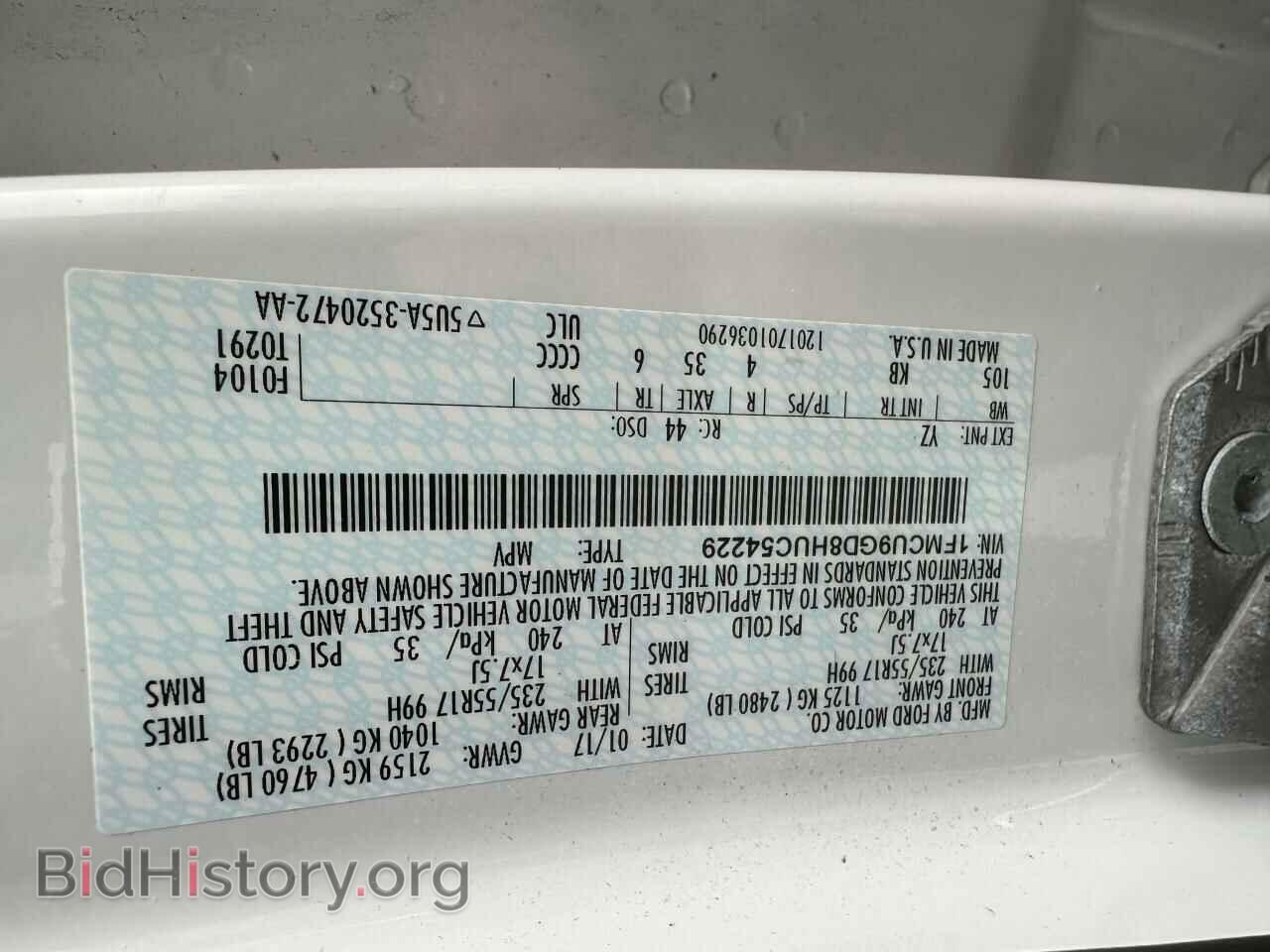 2017 FORD ESCAPE - VIN: 1FMCU9GD8HUC54229 - Фото 10