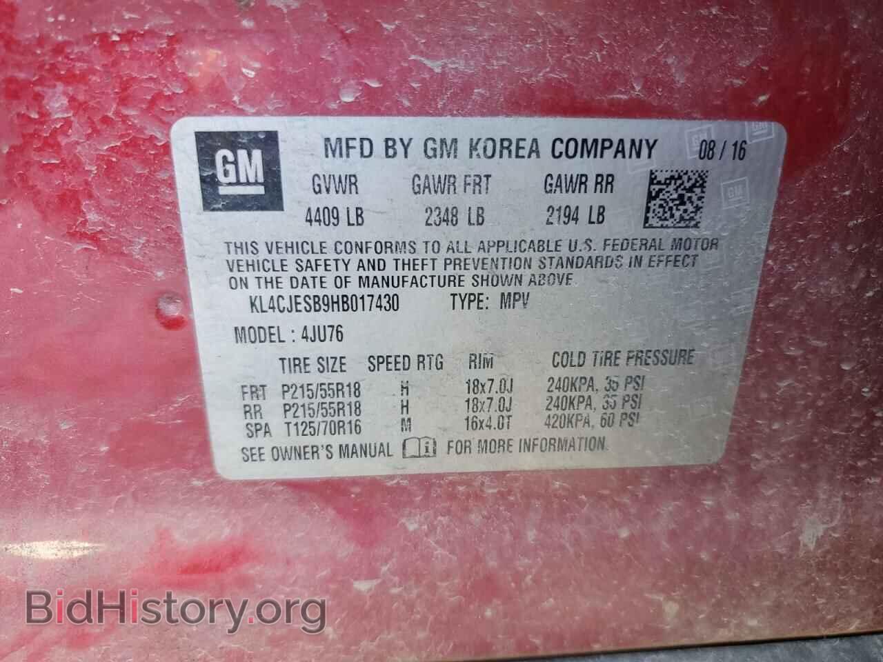 2017 BUICK ENCORE - VIN: KL4CJESB9HB017430 - Фото 14