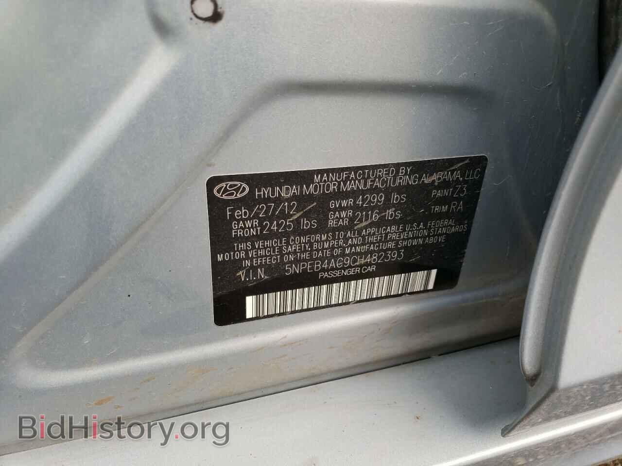2012 HYUNDAI SONATA - VIN: 5NPEB4AC9CH482393 - Фото 13