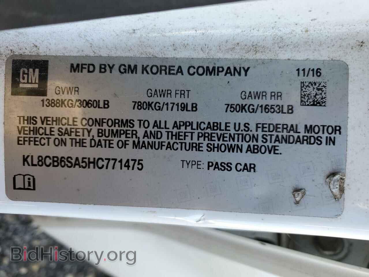 2017 CHEVROLET SPARK - VIN: KL8CB6SA5HC771475 - Фото 12