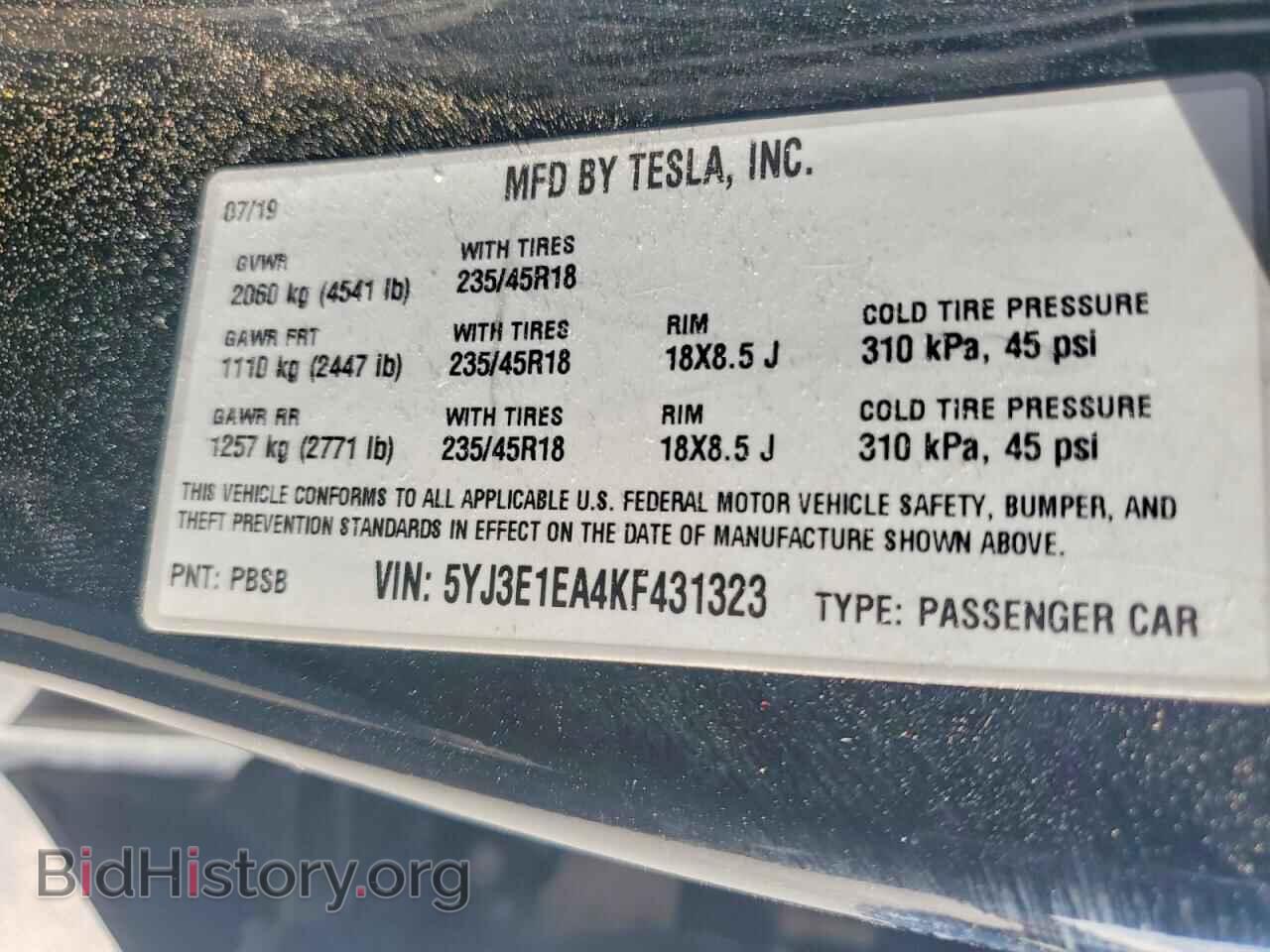 2019 TESLA MODEL 3 - VIN: 5YJ3E1EA4KF431323 - Photo 12