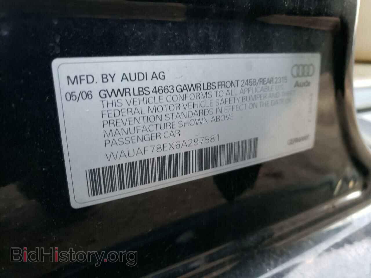 2006 AUDI A4 - VIN: WAUAF78EX6A297581 - Фото 12
