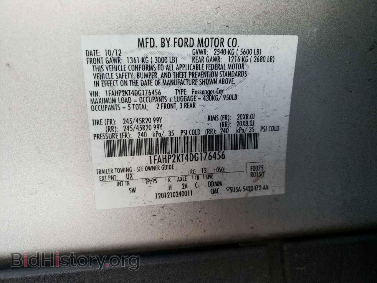 2013 FORD TAURUS - VIN: 1FAHP2KT4DG176456 - Photo 12