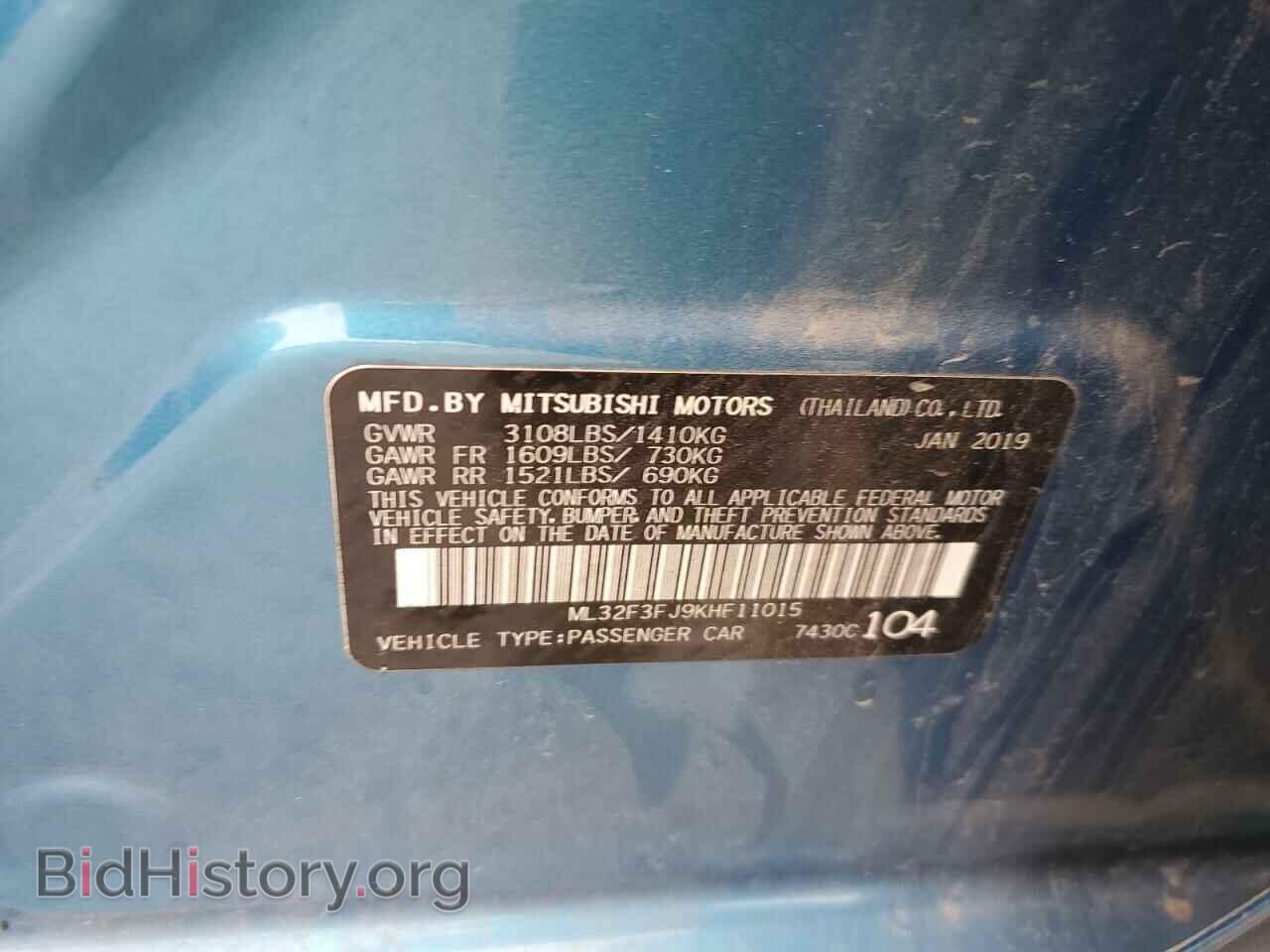 2019 MITSUBISHI MIRAGE - VIN: ML32F3FJ9KHF11015 - Фото 12