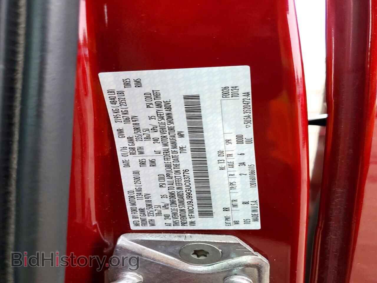 2016 FORD ESCAPE - VIN: 1FMCU9J99GUC03776 - Фото 13