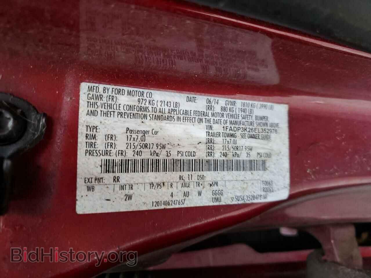 2014 FORD FOCUS - VIN: 1FADP3K26EL352976 - Фото 12