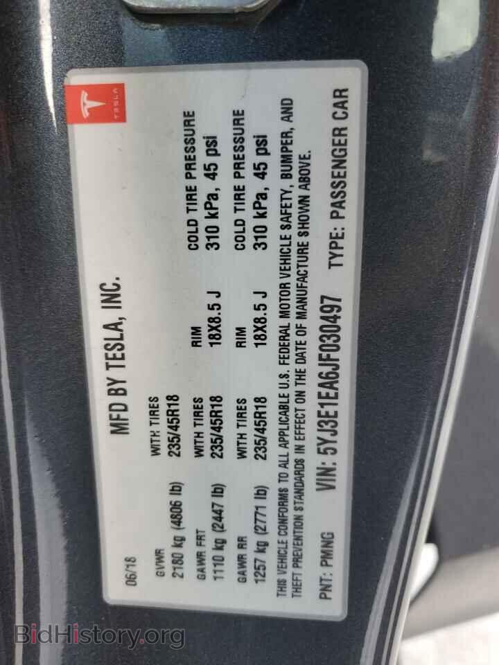 2018 TESLA MODEL 3 - VIN: 5YJ3E1EA6JF030497 - Фото 12