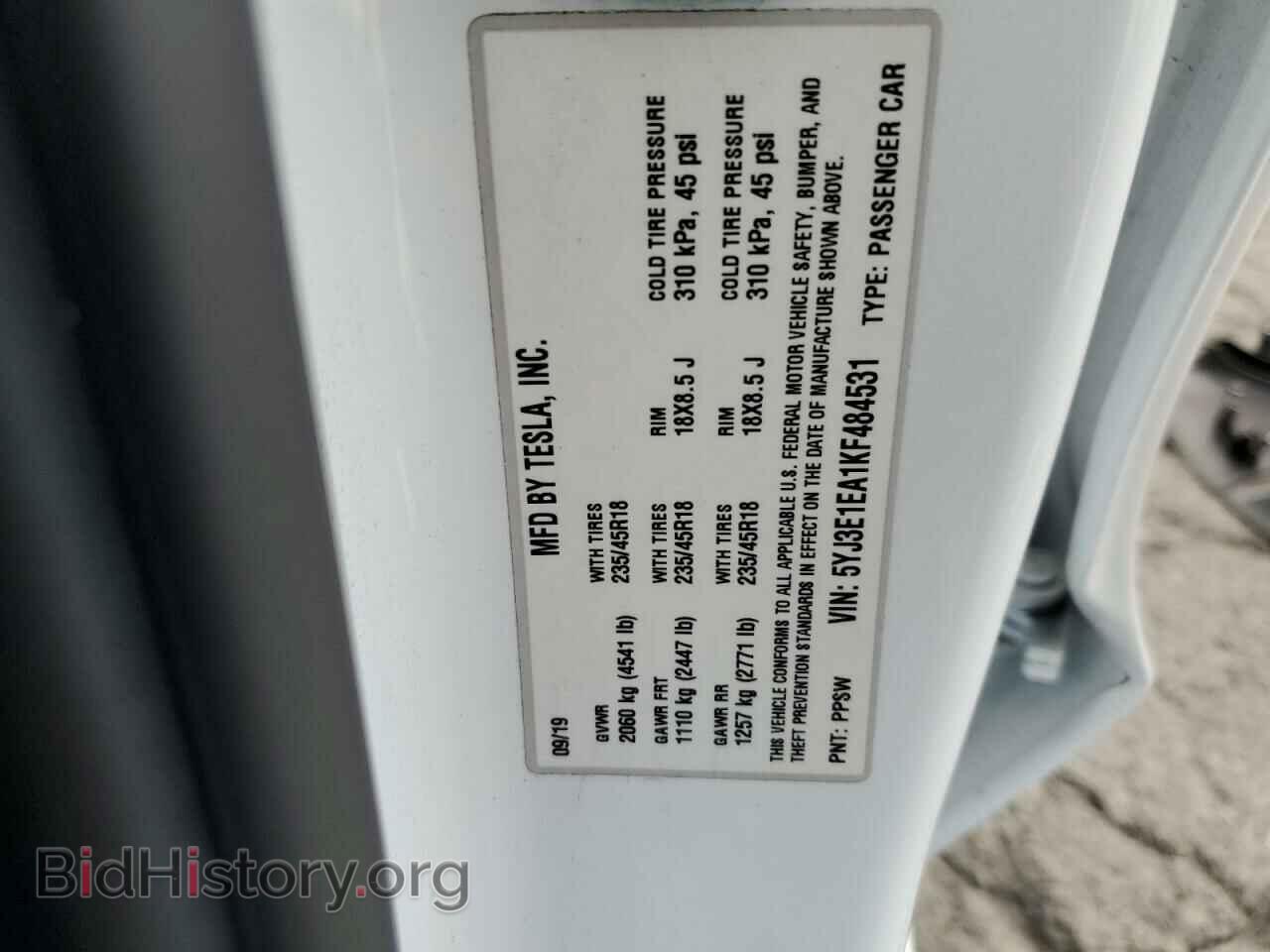 2019 TESLA MODEL 3 - VIN: 5YJ3E1EA1KF484531 - Photo 12