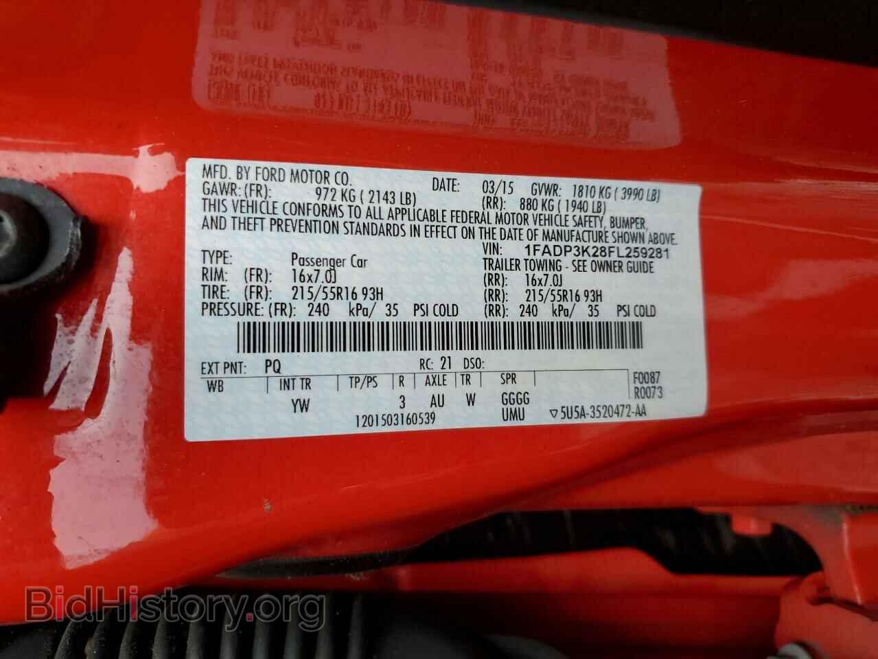 2015 FORD FOCUS - VIN: 1FADP3K28FL259281 - Photo 12