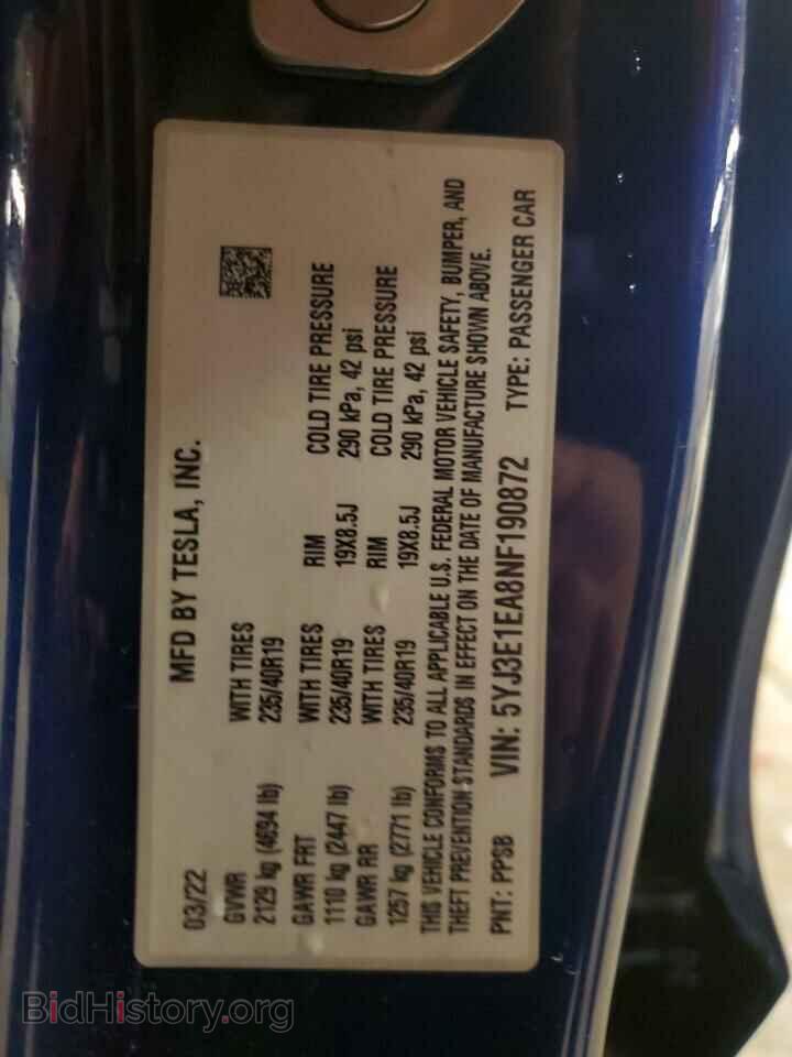 2022 TESLA MODEL 3 - VIN: 5YJ3E1EA8NF190872 - Photo 12